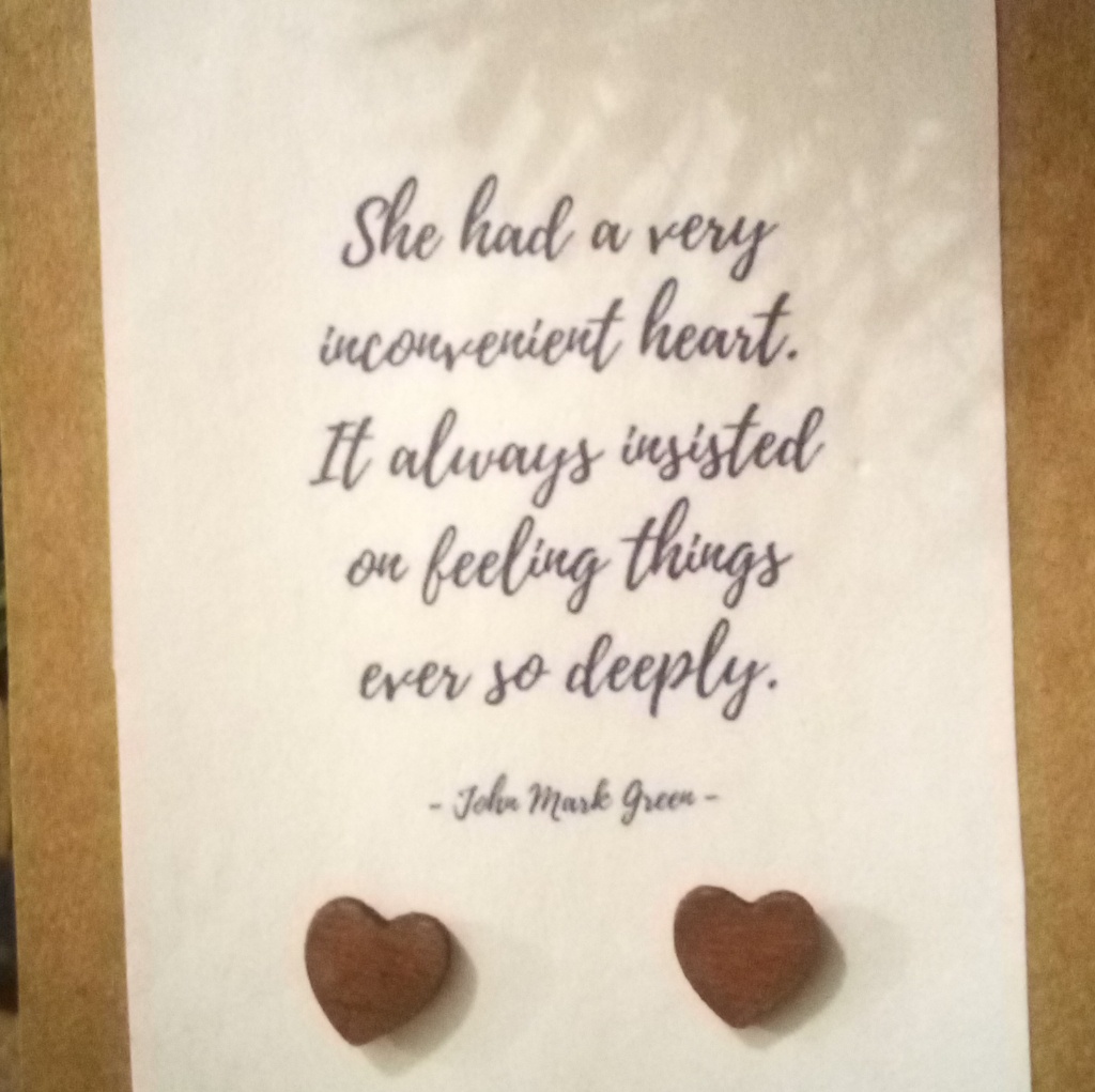 Wooden Heart Earrings 15$